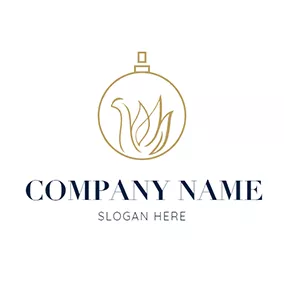 Beauty Logo Golden Perfume Bottle and Swan logo design