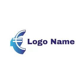 Financial Logo Gradient Blue 3D Euro Sign logo design