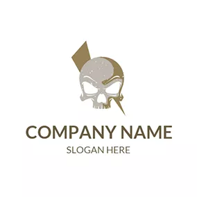 骷髏Logo Gray and White Skull Icon logo design