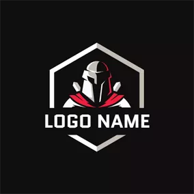 Fighting Logo Gray Badge and Knight logo design