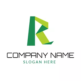 Flat Logo Green and Beige Letter R logo design