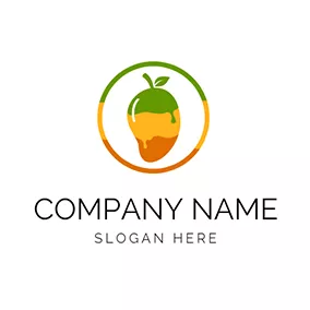 カフェテリアロゴ Green and Brown Mango logo design
