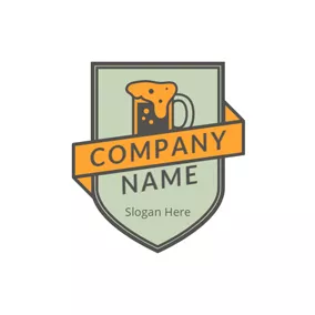 小酒館 Logo Green and Orange Beer logo design