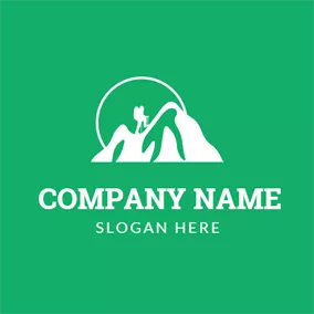 Shape Logo Green and White Mountain and Man logo design