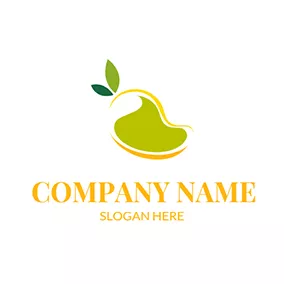 Flat Logo Green and Yellow Mango logo design