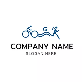 田径运动logo Green Bicycle and Abstract Sportsman logo design