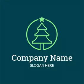 Holiday & Special Occasion Logo Green Circle and Simple Christmas Tree logo design