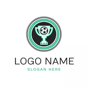 Soccer Logo Green Circle Football Trophy logo design