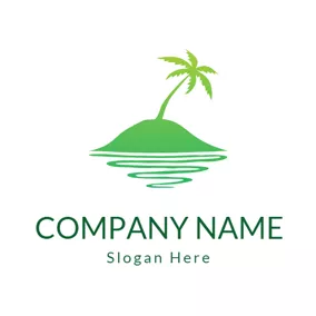 サーフロゴ Green Coconut Tree Tropical Tourism logo design