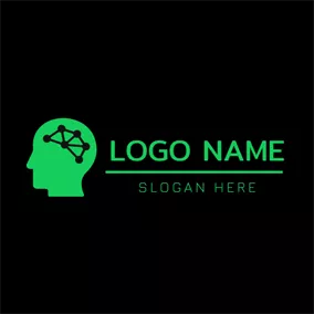 KI Logo Green Head and Brain logo design