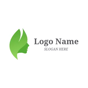 Barber Logo Green Leaf and Woman Face logo design