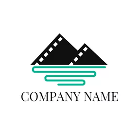 Photography Logo Green Shape and Black Film logo design