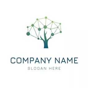 Dotted Logo Green Tree and Digital logo design