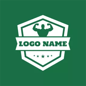 Logótipo De Culturismo Green Wrestling Badge logo design