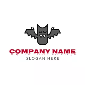 Schläger Logo Grey and Black Cartoon Bat logo design