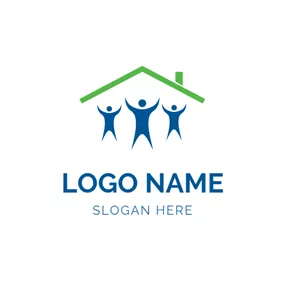 House Logo Happy People and Outlined House logo design