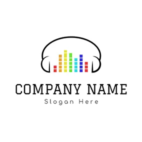 Earphone Logo Headset and Colorful Rhythm logo design