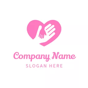 友好のロゴ Heart Shape and Hand logo design