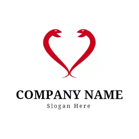 Logo De Distanciation Sociale Heart Shape and Red Snake logo design