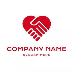 握手　ロゴ Heart Shape Handshake logo design
