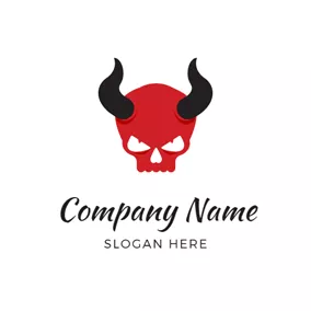 Dangerous Logo Horn and Human Skeleton logo design