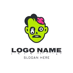 Festival Logo Horrific Green Zombie Head logo design