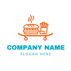 チップのロゴ Hot Orange Hamburger and Chip logo design