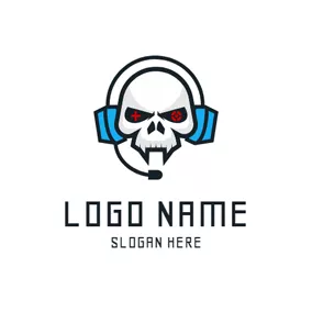 節日Logo Human Skeleton and Headset logo design