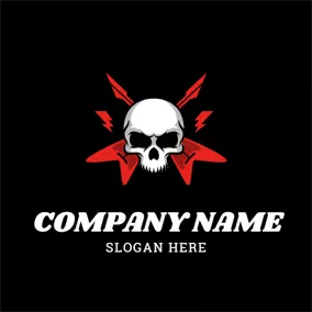 Festival Logo Human Skeleton and Red Guitar logo design