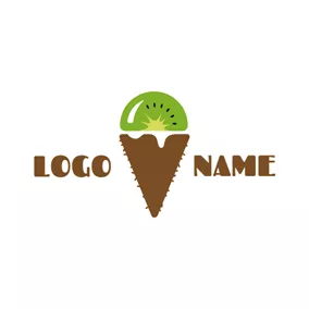 霜淇淋Logo Ice Cream and Kiwi Slice logo design
