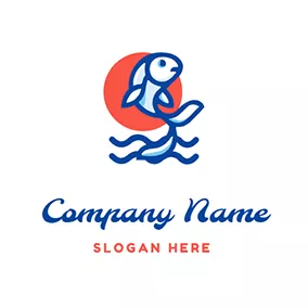 錦鯉 Logo Jumping Koi  Fish logo design