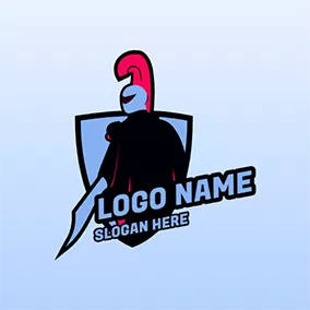 兵隊のロゴ Knight and Shield logo design