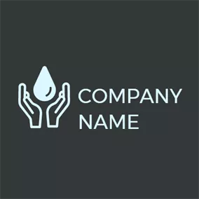 棲息地 Logo Light Blue Hand and Drop logo design