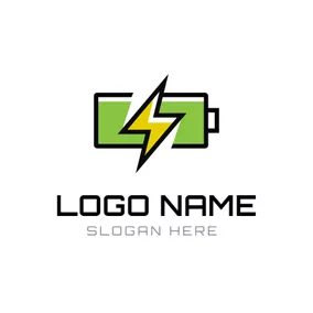 Energie Logo Lightning and Green Battery logo design