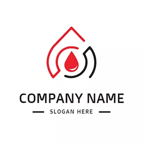 オイル　ロゴ Line Drop Shaped and Oil logo design