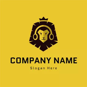 Barber Logo Lion Head and Headphone logo design