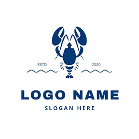 Seafood Logo Lobster and Water logo design