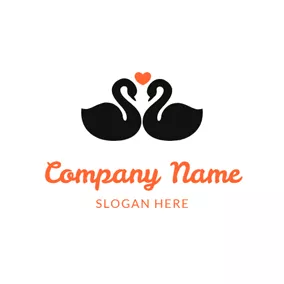 Bridal Logo Love and Couple Swan logo design