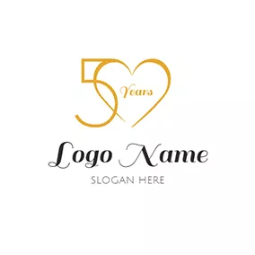Love Logo Love Heart and 5th Anniversary logo design