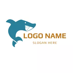 Charakter Logo Lovely Blue Shark and Outline logo design