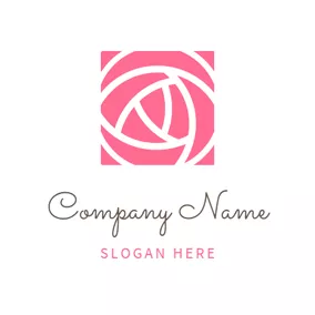 蕾のロゴ Lovely Pink Rose Bud logo design
