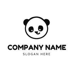 動物園ロゴ Lovely Smiling Panda logo design