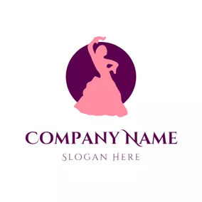 ファッションロゴ Maroon Circle and Pink Dancer logo design