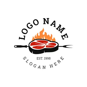 グリルロゴ Meat Fire Grill Bbq logo design