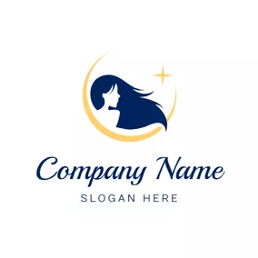 Elegant Logo Mode and Blue Long Hair logo design