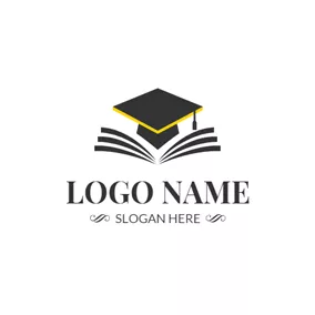 Classroom Logo Opening Book and Embroider Mortarboard logo design
