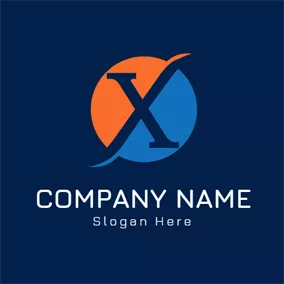 Shape Logo Orange and Blue Letter X logo design