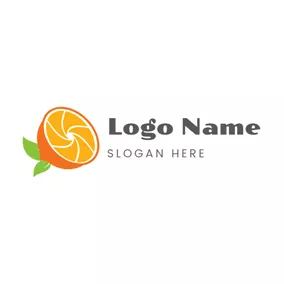 Photography Logo Orange and Camera Lens Icon logo design