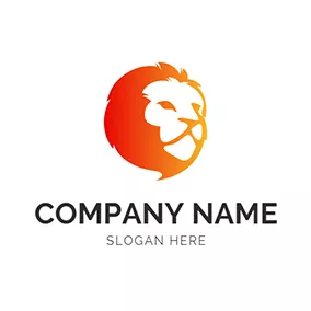 獅子Logo Orange and White Lion Head logo design
