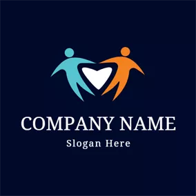 Logo De Distanciation Sociale Orange People and Blue Heart logo design